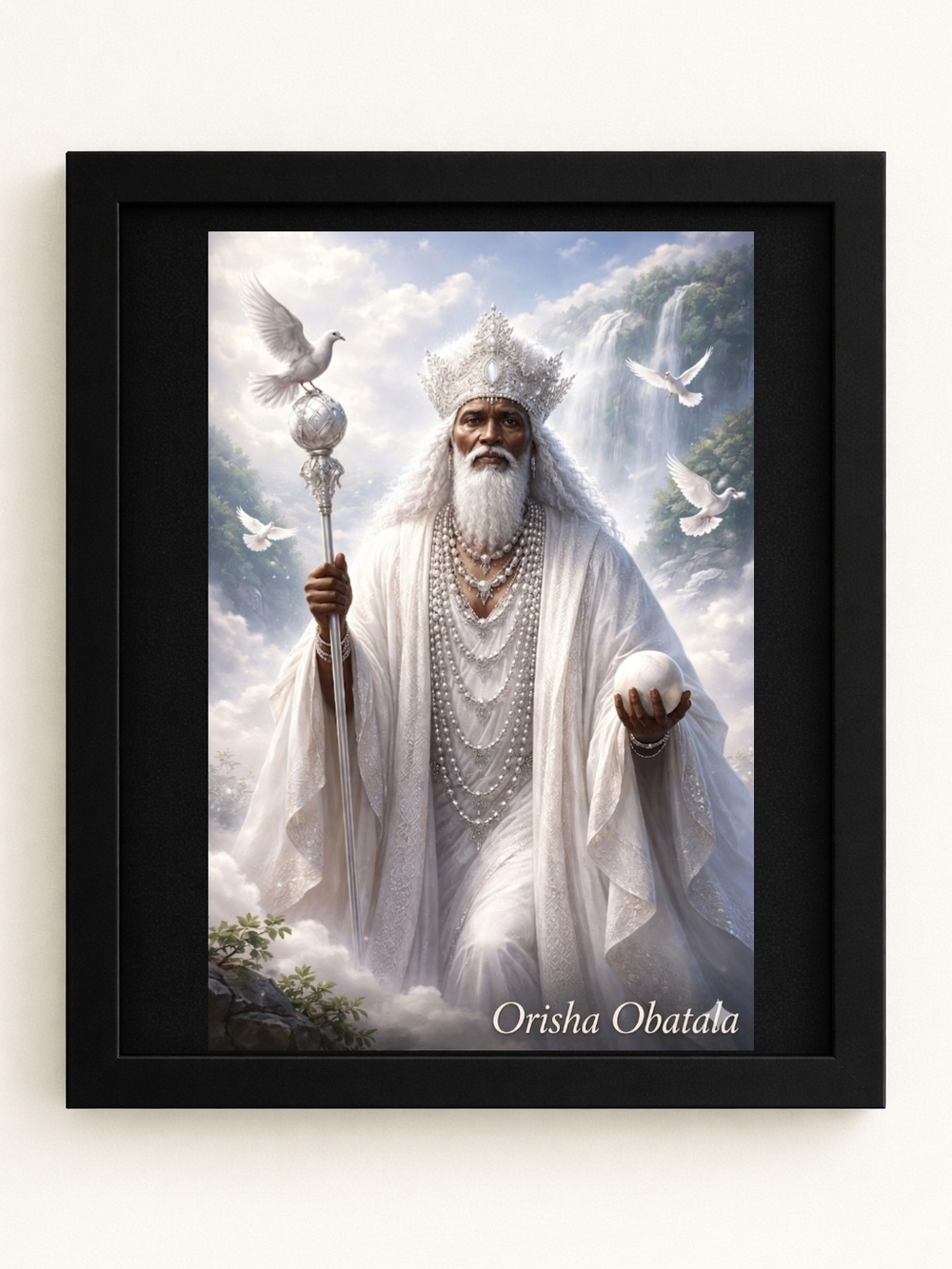 Orisha Obatala A.I. Art Print – White Spiritual In A 8x10 Frame